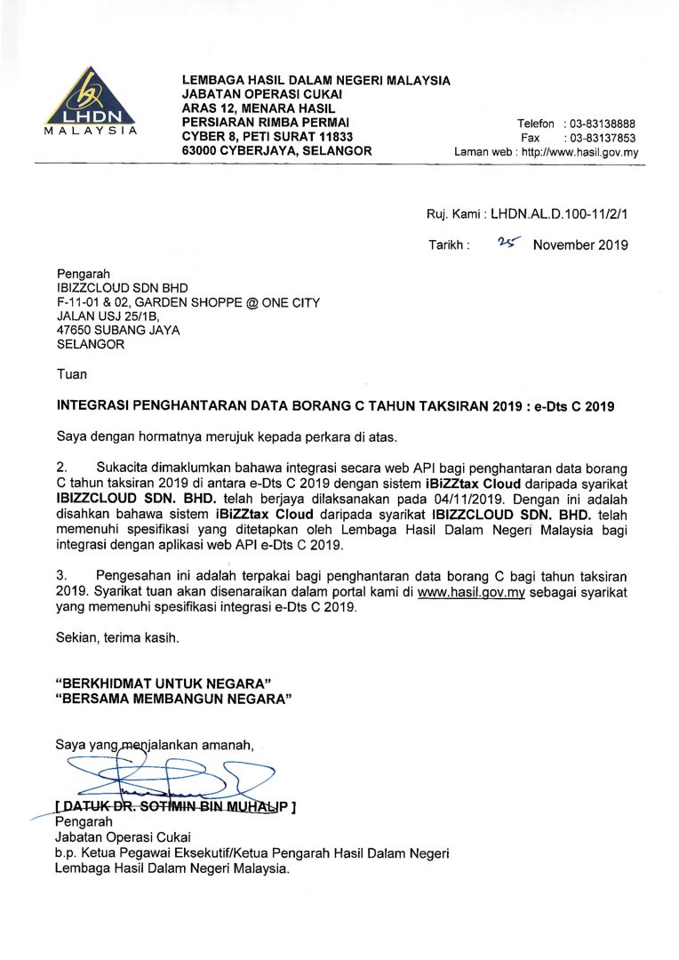 Ketua Pengarah Hasil Dalam Negeri / Lembaga Hasil Dalam Negeri Malaysia
